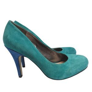 Sole Society Casey Teal Green Blue Two Tone colorblock Suede Heel Pumps  6.5